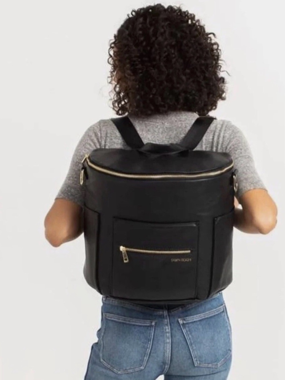Fawn Design Black Leather Convertible Backpack